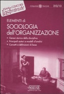 ELEMENTI DI SOCIOLOGIA DELL'ORGANIZZAZIONE